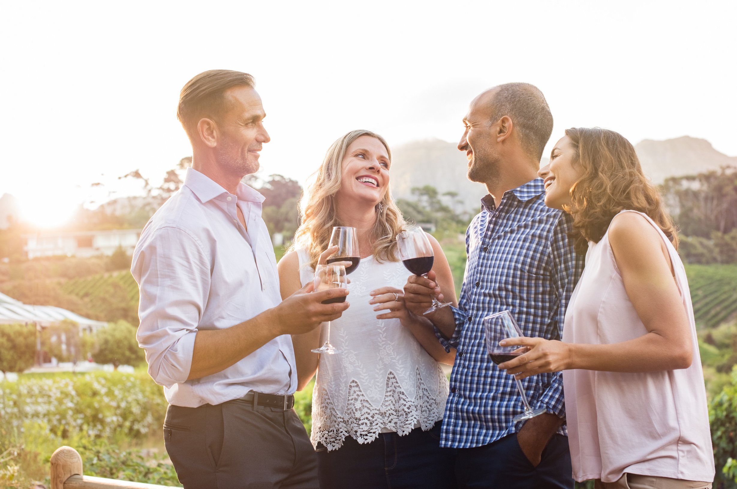 Happy Friends Drinking Wine