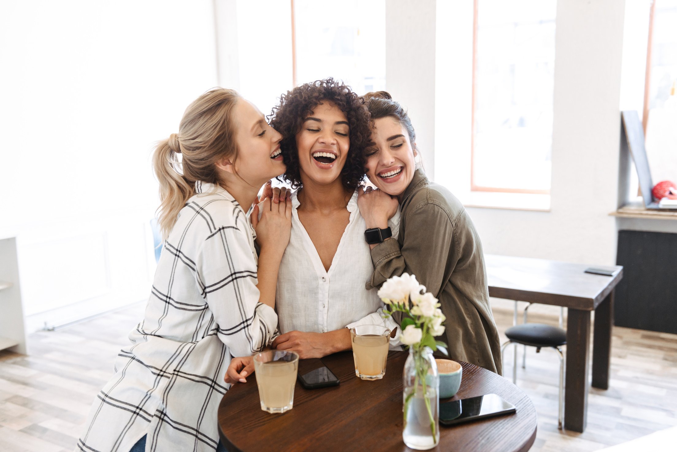 Happy Women Friends Having Coffee Break